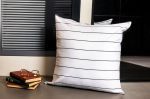  COTTON CUSHION 60x60 BEIGE WITH THIN BLACK STRIPES