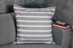  COTTON CUSHION 60x60 GREY WITH ECRU STRIPES