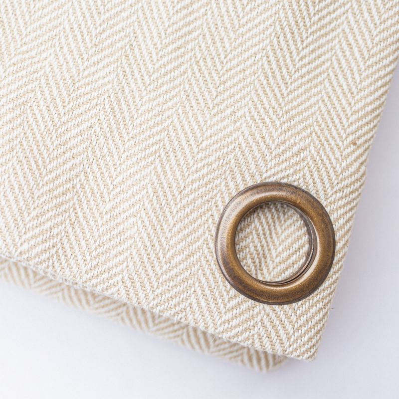 Φωτογραφία από COTTON CURTAIN BEIGE HERRINGBONE  140Χ260 WITH EYELETS