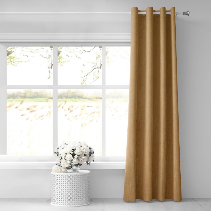 Φωτογραφία από COTTON CURTAIN MUSTARD WOVEN SLUB 160X280 WITH EYELETS