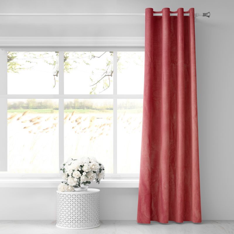 Φωτογραφία από COTTON CURTAIN TERRACOTTA VELVET 135X280 BLACK EYELETS