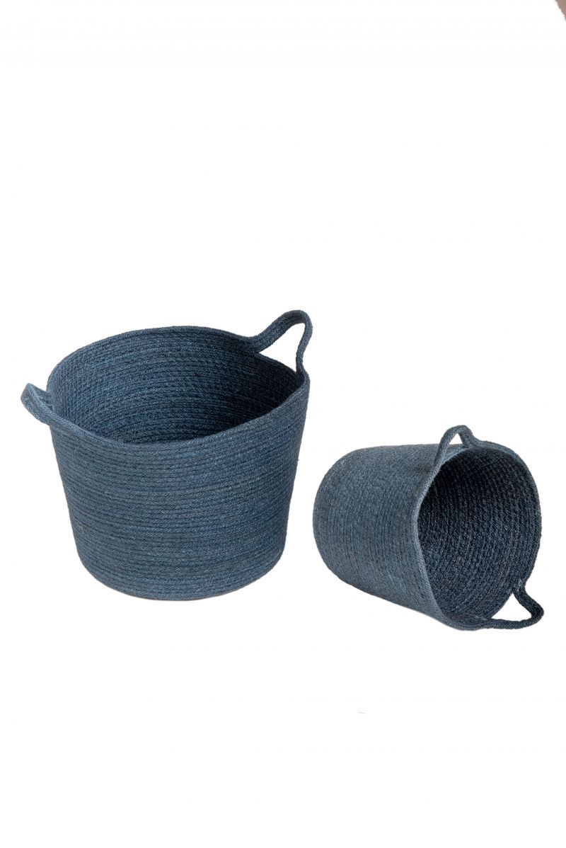 Φωτογραφία από JUTE BASKETS BLUE SET OF 2 30x24x23 cm & 23x15x19 cm