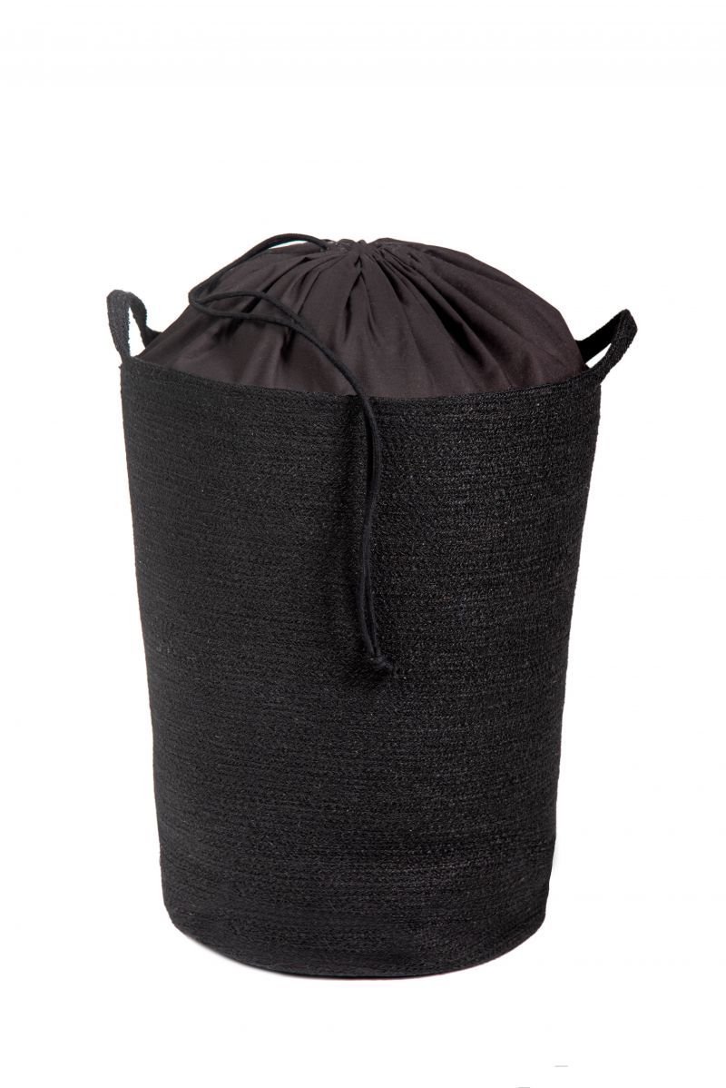 Φωτογραφία από  BLACK JUTE WASHING BASKET WITH BLACK FABRIC 40X55