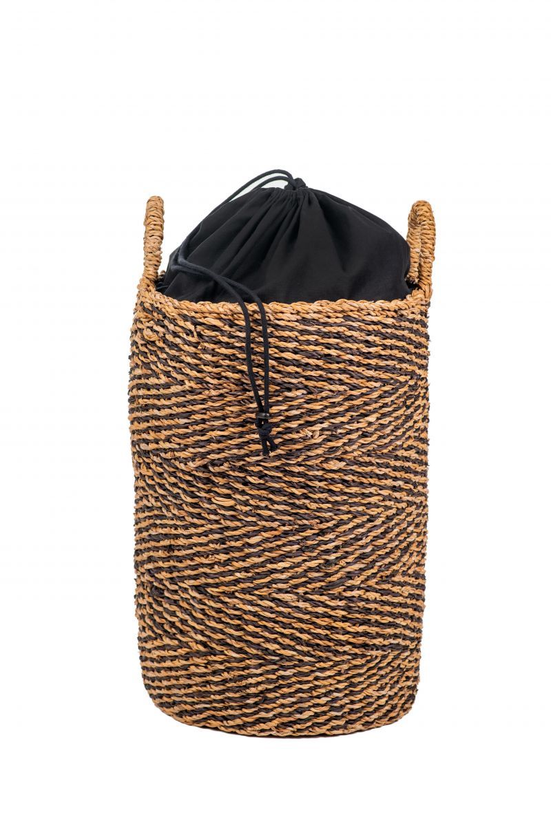 Φωτογραφία από SEAGRASS LAUNDRY BASKET WITH BLACK FABRIC 40X55CM