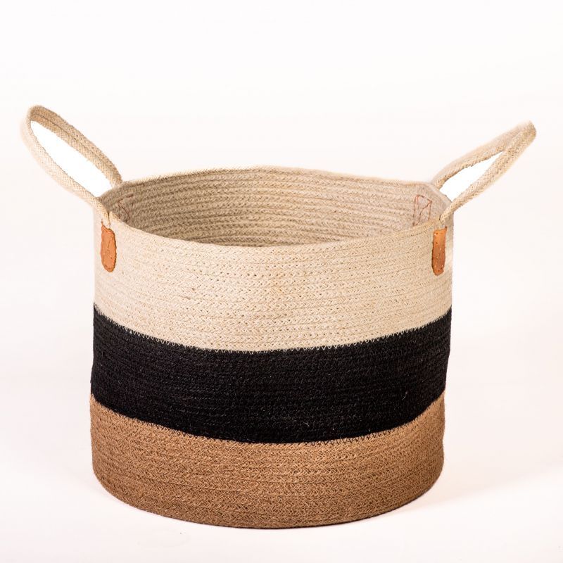 Φωτογραφία από 100% JUTE BASKET  NATURAL&BLACK&BLEACH 35X27cm