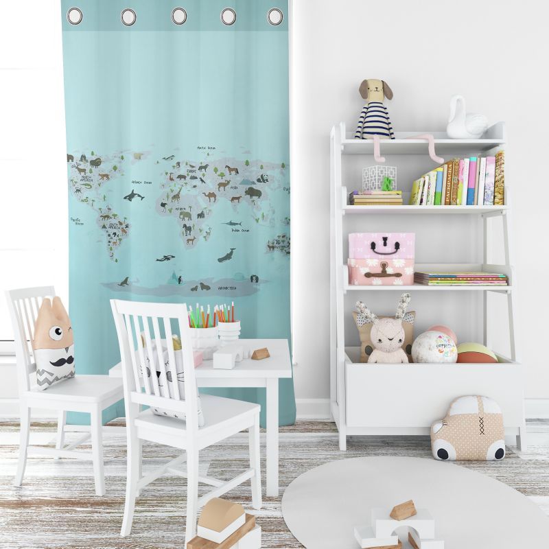 Φωτογραφία από CHILDREN CURTAIN WORLD MAP 150X280 WITH EYELETS