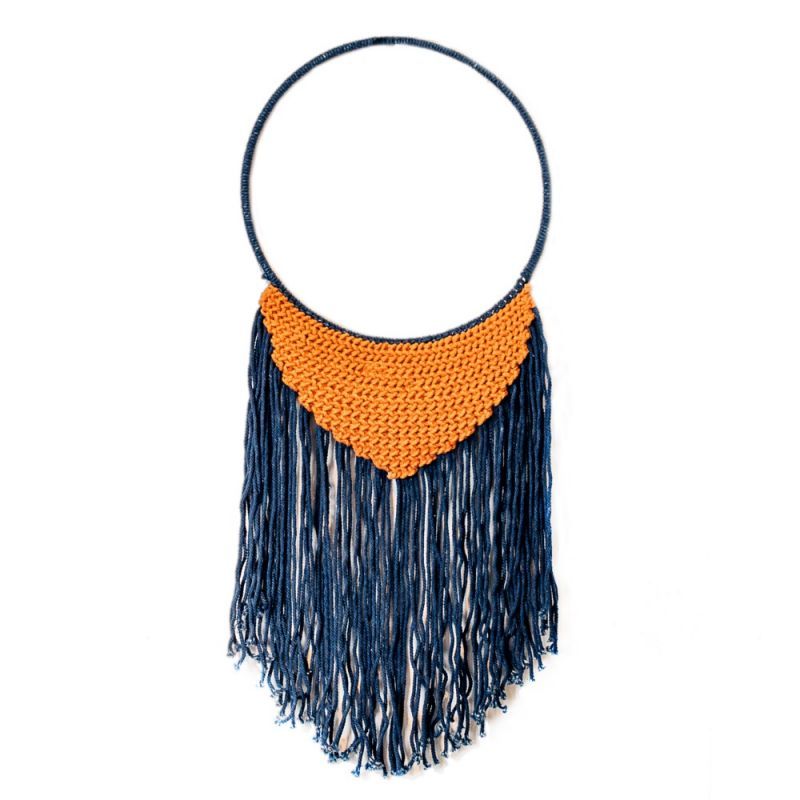 Φωτογραφία από BLUE-ORANGE MACRAME WALL TAPESTRY 28X65